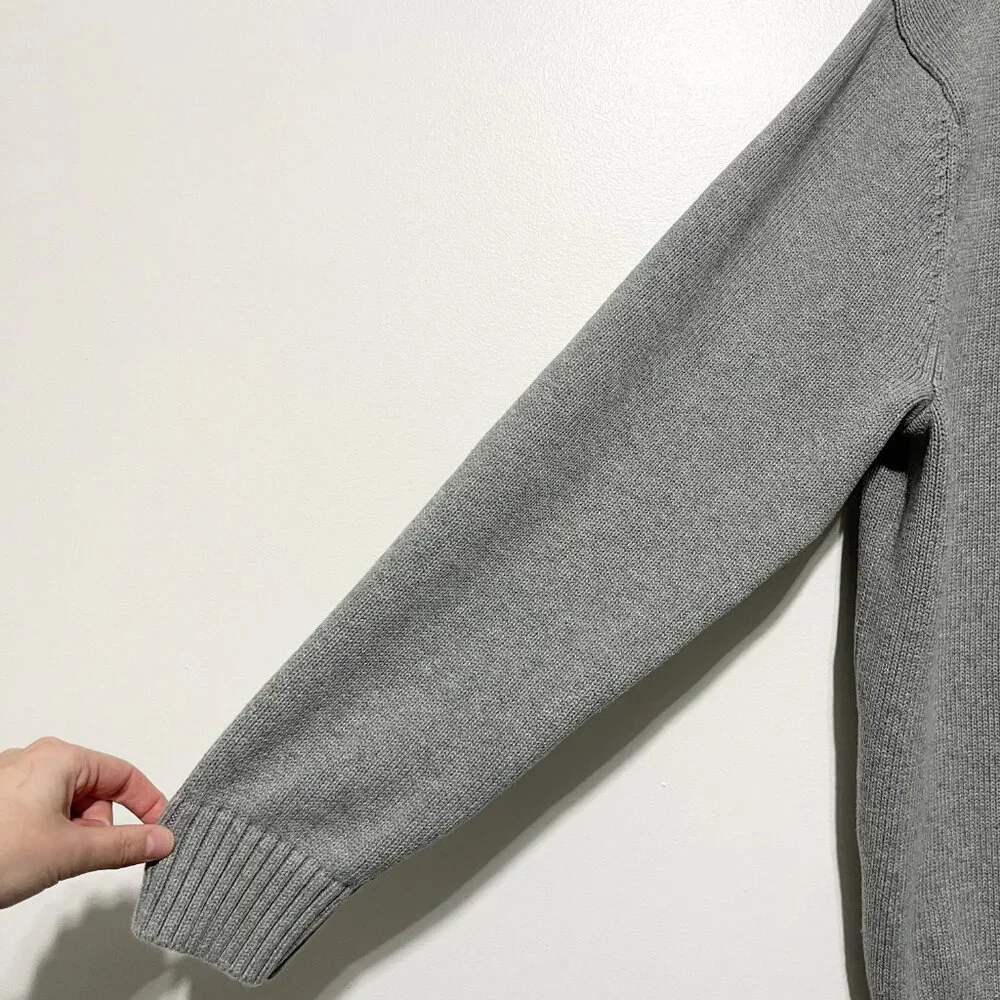 LL Bean Mens Thick 100%  Cotton Sweater L Gray Crewneck Preppy Normcore Heritage